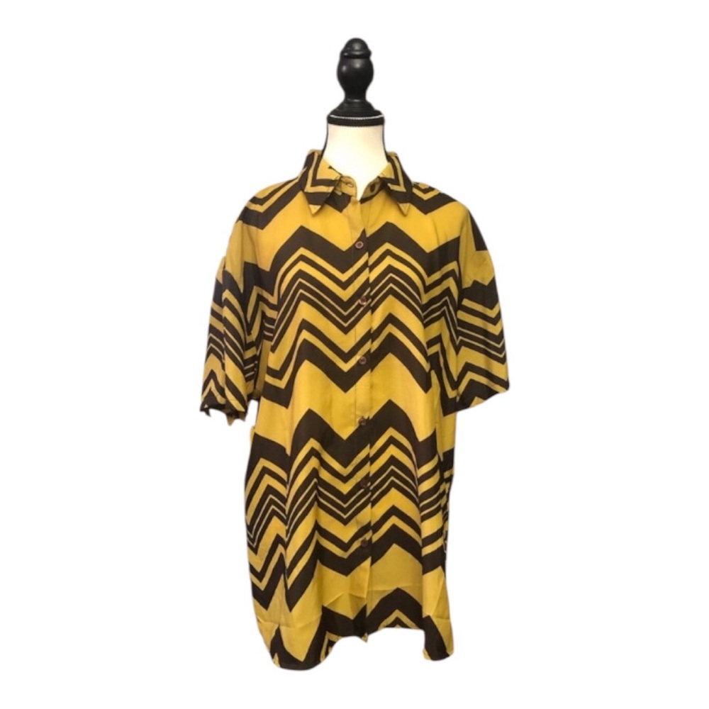 NEW* UNITIY Y2K vintage mustard yellow and brown zigzag